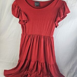 Red Ruffle Sleeve Dress